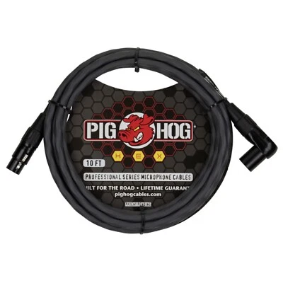 Pig Hog PHMH10GRR serie hexagonal, cable de micrófono de ángulo recto de 10 pies, gris Foto 1 de 4