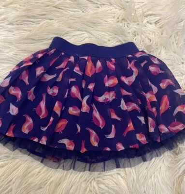 Sonoma girls size 4 blue tulle skort with pink birds - Image 1 of 3