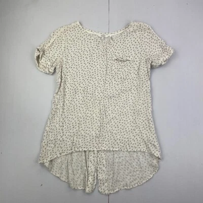 FAT FACE Top 8 Beige Mujer Manga Corta Cuello Redondo Patrón Floral - Imagen 1 de 4