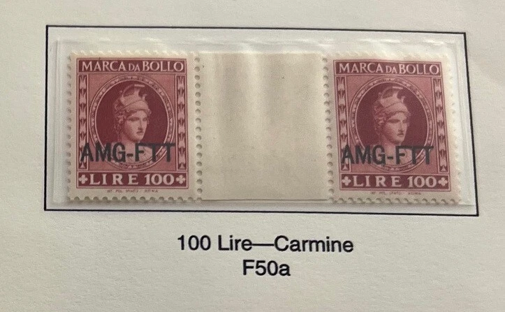 Trieste AMG-FTT Fiscal Revenue Marca Da Bollo 100L Gutter Pair MNH Bush F50a - Image 1 of 1
