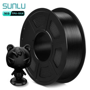 SUNLU 1.75mm 98A TPUSILK Filament Flexible Shiny pour Imprimante 3D 1KG Noir - Photo 1/10