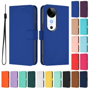 PU Leather Candy Color Card Wallet Phone Case for Vivo Y100 Y70S Y77 Y56 Y72 Y35 - Picture 1 of 30