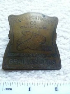 Vintage Pope & Eckhardt Co Chicago Brass Metal Grain Clip Commission Merchants - Picture 1 of 2