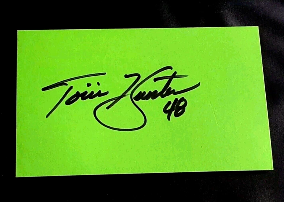 TORII HUNTER TWINS TIGERS AUTOGRAPHED SIGNED 3X5 INDEX CARD EARLY SIGNATURE RARE - Image 1 of 1