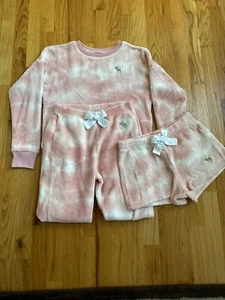 Abercrombie Kids Girls Fleece Pink Pajama 3 Piece Set Size 11/12 - Picture 1 of 6