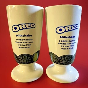 Oreo Milkshake Malt Sundae Glasses Ceramic Mugs Cups Recipe Ice Cream - Set of 2 - Picture 1 of 3