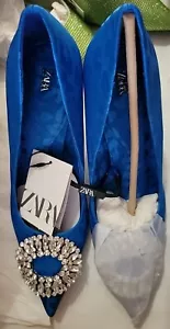 ZARA NEW WOMAN HIGH-HEEL SHOES WITH UNIQUE DETAIL BLUE EUR 37 USA 6 1/2 - Picture 1 of 10