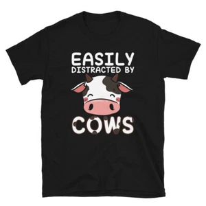 Easily Distracted By Cows Farmer Farming Design T-shirt - Picture 1 of 3