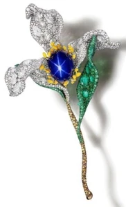 Floral Design Lab Sapphire Brooch 925 Fine Silver Handcrafted Adorable Jewelry - Picture 1 of 1