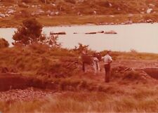 Vintage Found Photo - 1975 - Men Take A Break With Donkey By Lake In Ireland