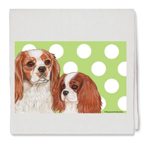 Cavalier King Charles with Pup Decorative Cotton Kitchen Dish Towel, Pet Gift - Picture 1 of 1