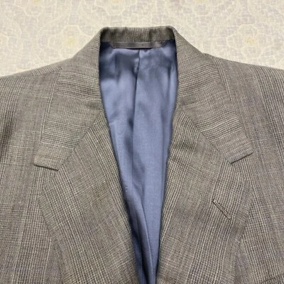 Vtg OXXFORD CLOTHES Silk Wool Linen Blazer Men's Sz 40L Sage Green Glen Plaid - Image 1 of 4