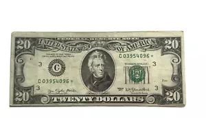 1977 20 DOLLAR STAR NOTE Off Center Bottom & Right Side S/N 03954096*- Rare ! - Picture 1 of 3