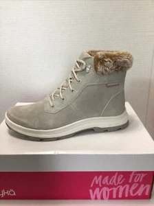 Ryka Taupe Suede Faux Fur Trim Lace Up Water Repellent Boots 9M - Picture 1 of 6