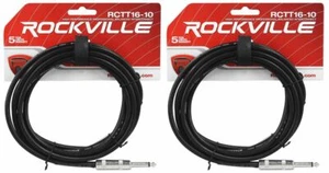 2 Rockville RCTT1610 10' 16 AWG 1/4" TS to 1/4" TS Pro Speaker Cable 100% Copper - Picture 1 of 2