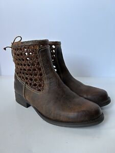 Sbicca Vintage Collection Brown Ankle Boots Leather Women Sz 9M