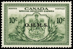 Canada Stamp - E - Special Delivery #EO1 - Special Delivery (1950) 10¢ Overpr... - Picture 1 of 1