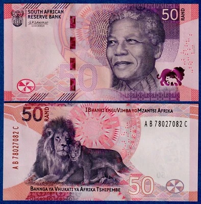 South Africa 50 Rand 2023 P-W150 UNC Banknote Nelson Mandela /  Lion Cub Foto 1 de 3