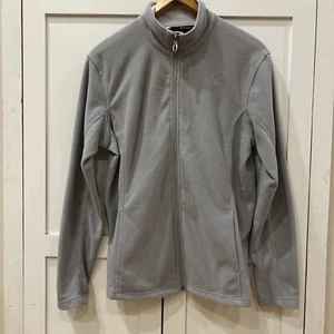 Spyder Jacket Womens Large Gray Fitted Full Zip Mock Neck Light Weight Fleece - Picture 1 of 8