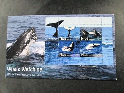 Niue - "WHALES ~ WHALE WATCHING" MS FDC First Day Cover 2010 ! - Image 1 of 4