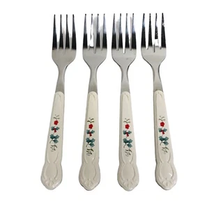 Pfaltzgraff Salatgabeln (4) WINTERBERRY Stechpalme flache Griffe Edelstahl 6 7/8" - Bild 1 von 7