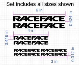 Custom Race Face Decal Set. Custom Colors. MTB Road Bike Frame Helmet Stickers - Picture 1 of 11