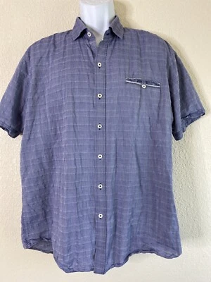 Camisa Zachary Prell Hombre Talla XL Azul Ligeramente Texturizada Algodón Manga Corta  Foto 1 de 4