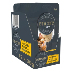 12 x 30g Encore 100% Natural Cat Treat Pouches Chicken Fillet with Rosemary - Picture 1 of 3