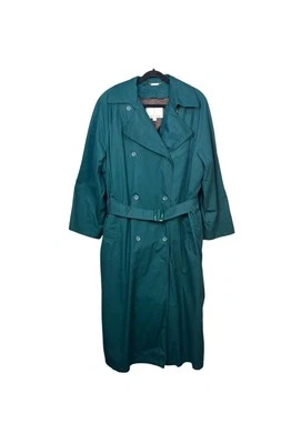 London Fog Women's Trench Coat Size 14 Green Removable Lining Classic Belted - Image 1 of 4