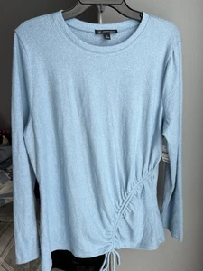 Camicia donna INC International Concepts XL blu manica lunga casual cravatta laterale  - Foto 1 di 8