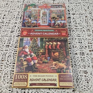 Lote 2 Rompecabezas Calendario Adviento Navidad 1000+ Piezas Cada Uno - Santa Claus NUEVO - Imagen 1 de 3