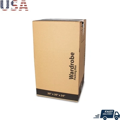 Recycled Wardrobe Box W/ Hanging Bar Easy Assembly Moving Storage Solution New - Image 1 of 4