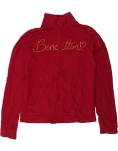 BENETTON Niñas Gráfico Chándal Top Chaqueta 13-14 Años 3XL Rojo Algodón HH02 - Imagen 1 de 4