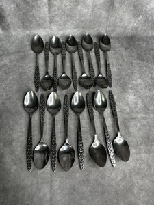 17 Dinner Spoons National Stainless Japan Malta NSTMAL Geometric MCM - Picture 1 of 7