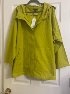NWT $278 Eileen Fisher Citron Organic Cotton/Nylon Hooded Anorak Coat 2X 3X - Picture 1 of 7