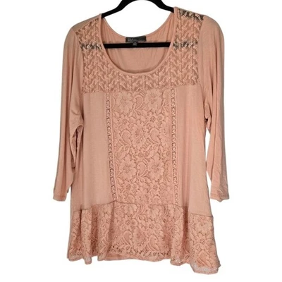Top 89th & Madison Elegante Encaje Melocotón Talla XL Foto 1 de 4