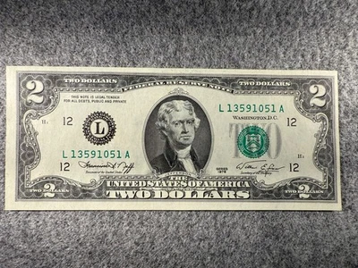 1976 $2 Dollar U.S. Federal Reserve UNC Note San Francisco Fr#1935 SPC1129 - Image 1 of 3