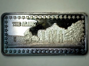 1973 Silver Art Bar The Alamo Hamilton Mint Wonders of America TONED 1oz .999 - Picture 1 of 3