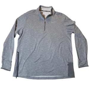 Nike Dri-FIT Maglione Running XXL Grigio Manica Lunga 1/4 Zip Foro Pollice - Foto 1 di 8