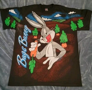 Camiseta De Colección Bugs Bunny Aop Talla Grande Nueva Reimpresión Bota Looney Tunes - Imagen 1 de 7