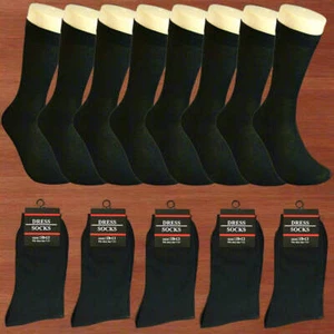 3-12 Pairs Mens Solid Black Cotton Casual Formal Classic Dress Socks Size 10-13 - Picture 1 of 7