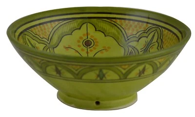 Tigela de cerâmica marroquina feita à mão para servir salada macarrão sopa frutas prato de arroz - Imagem 1 de 4