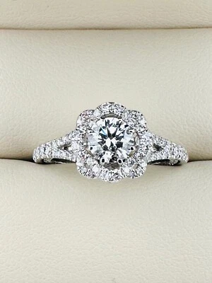 0.62 Ct Round E VS1 Lab Grown CVD Diamond Engagement 18K Gold Ring Size 6.25 - Image 1 of 4