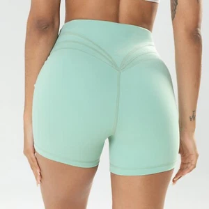 Solid Color Women's Yoga Shorts Push Up Gym Sports Fitness Workout S-XL - Picture 1 of 13