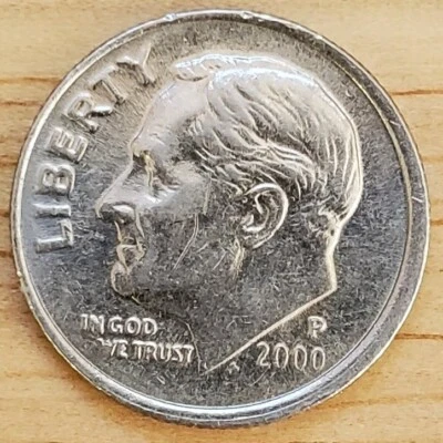 2000-P Roosevelt Dime; Partial Collar Error. KM#195a - Image 1 of 4