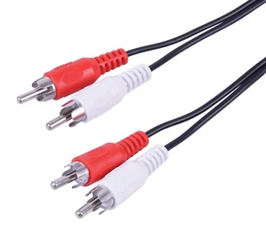 Twin RCA Phono Red White CABLE 2 x Male to 2 x Male OFC Shielded Audio LEAD - Picture 1 of 14