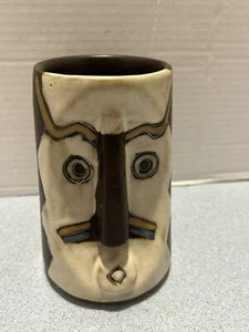 "MARA" -MEXIKO -Keramik Steinzeug STAMMESGESICHTSMASKE 5,5" BECHER KRUG-SIGNIERT - Bild 1 von 8