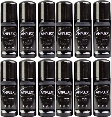 Amplex Antiperspirant Deodorant Roll-On Black For Men 50ml x12