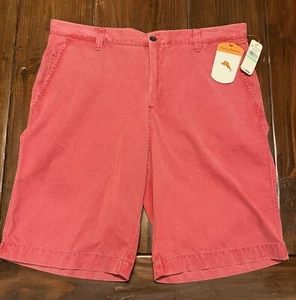 NUOVO pantaloncino uomo Tommy Bahama Sandsibar piatto davanti cotone taglia 34 nuovo con etichette pomergranato - Foto 1 di 5