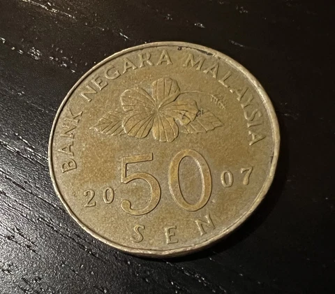 Malaysia 50 Sen 2007 Cupronickel Coin Second series Ringgit Copper Nickel Asian Cover